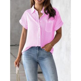 Loose-fitting Casual Short-sleeve Shirt (Option: Shimmer Powder Short-M)