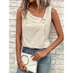 Multi-Color Casual Diagonal Collar Button Vest For Women (Option: Apricot-S)