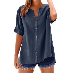 European And American Women's Fashion Versatile Top (Option: Navy Blue-S)
