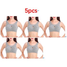 Plus Size Women Bra Ladies Cotton Quake-Proof Underwear Sleep Tops No Buckles Non Wire Lingerie With Removable Padded (Option: Grey-M-5pcs)