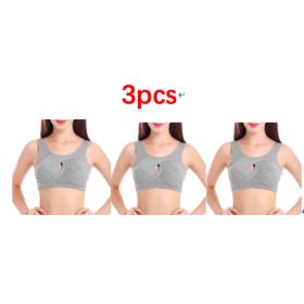 Plus Size Women Bra Ladies Cotton Quake-Proof Underwear Sleep Tops No Buckles Non Wire Lingerie With Removable Padded (Option: Grey-M-3pcs)