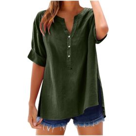 European And American Women's Fashion Versatile Top (Option: Army Green-XL)