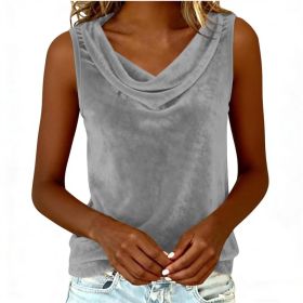 Womens Sleeveless V-Neck Velvet Vest (Option: Gray-S)