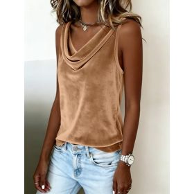 Womens Sleeveless V-Neck Velvet Vest (Option: Champagne-M)