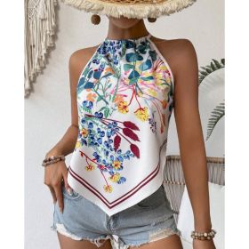 Printed Notched Neck Sleeveless Tank Top (Option: Style5-M)