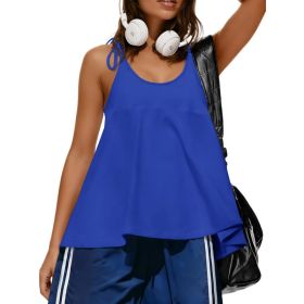Fisoew Womens Workout Tank Tops Sleeveless Scoop Neck Racerback Loose Summer Active Running Gym Babydoll Shirts (Option: Blue-XXL)
