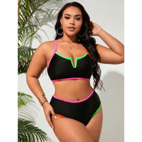 New Elegant And Fashionable Women's StyleWomen's Swimsuit For Beach Vacation Stylish One Piece With High Neck And Adjustable StrapsBeach Tankini- (Option: 0XL)