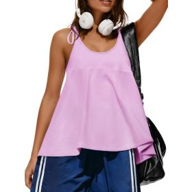 Fisoew Womens Workout Tank Tops Sleeveless Scoop Neck Racerback Loose Summer Active Running Gym Babydoll Shirts (Option: Violet-XXL)