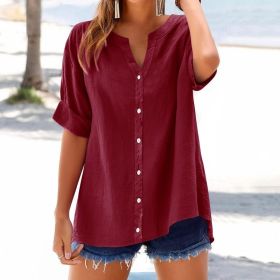 European And American Women's Fashion Versatile Top (Option: Wine Red-M)