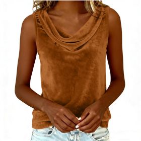 Womens Sleeveless V-Neck Velvet Vest (Option: Coffee-M)