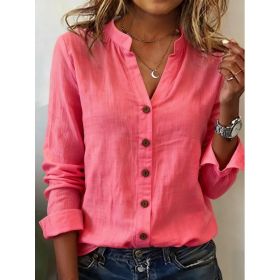 Casual Stand-collar Relaxed-fit Versatile Fashion-forward Shirt (Option: Red-M)