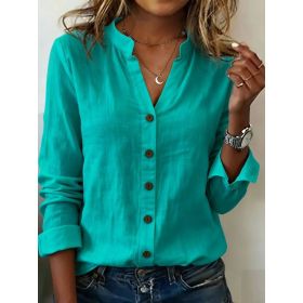 Casual Stand-collar Relaxed-fit Versatile Fashion-forward Shirt (Option: Green-M)