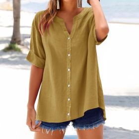 European And American Women's Fashion Versatile Top (Option: Khaki-L)
